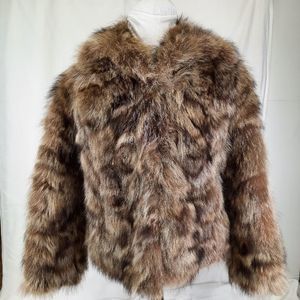 York Furrier authentic racoon fur coat 1989 USA leather custom jacket Vi…